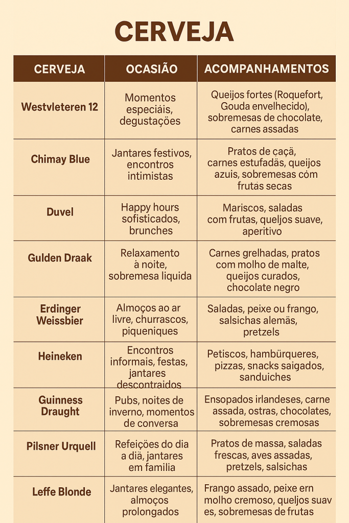 cervejas e acompanhamentos